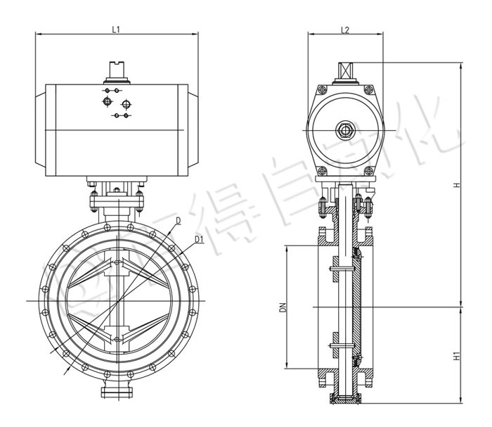 氣動(dòng)硬密封蝶閥安裝尺寸圖