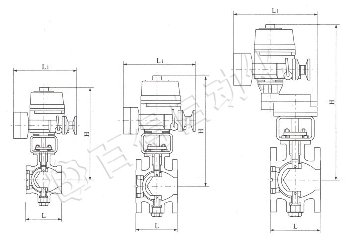 電動(dòng)V型球閥安裝尺寸圖
