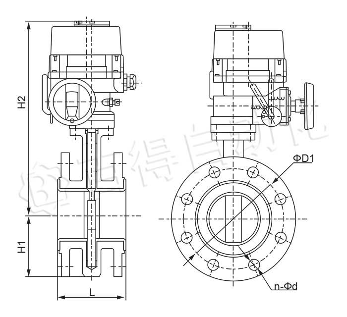 電動襯膠蝶閥外形尺寸圖